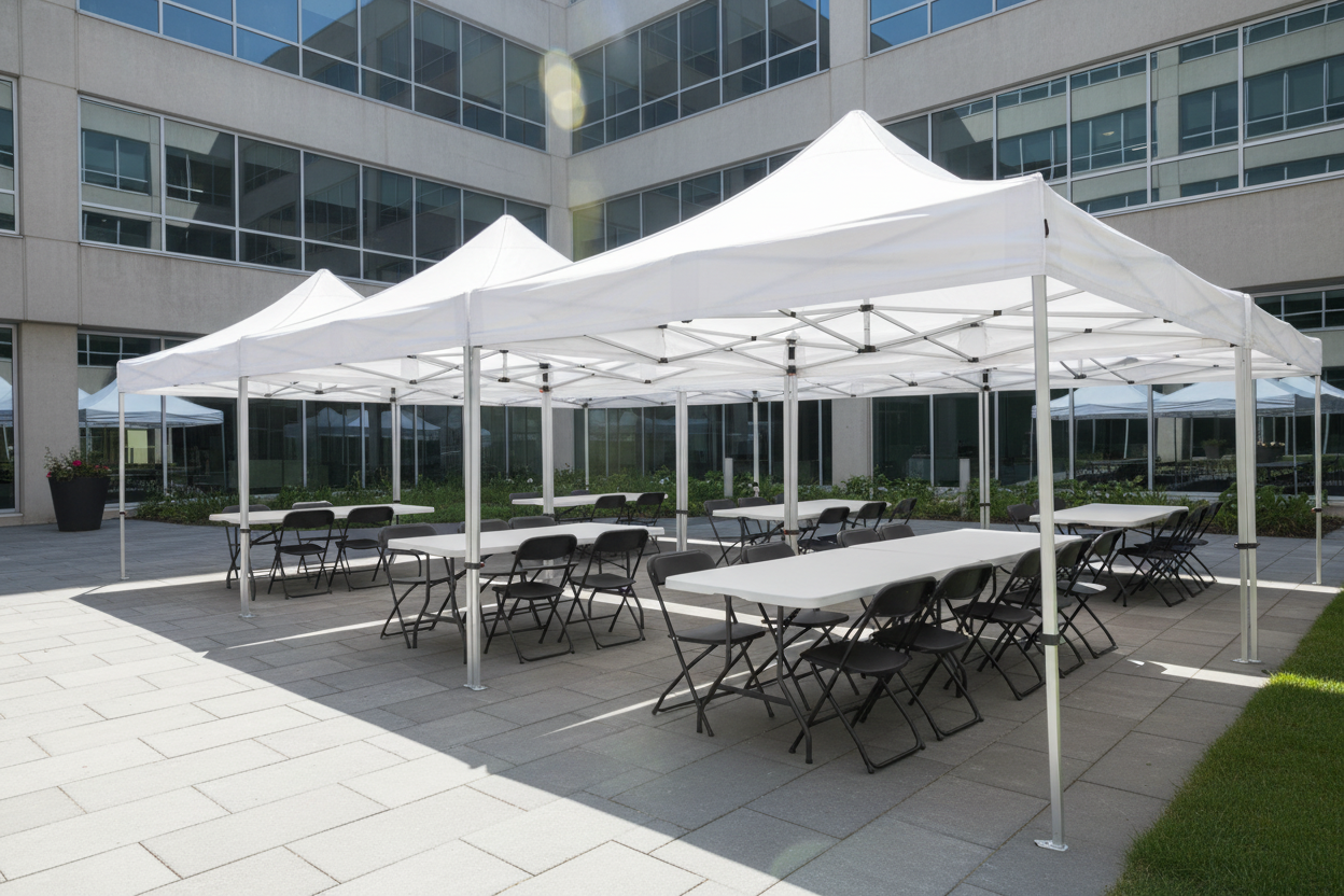 Chaises et tables sous barnum - entreprise