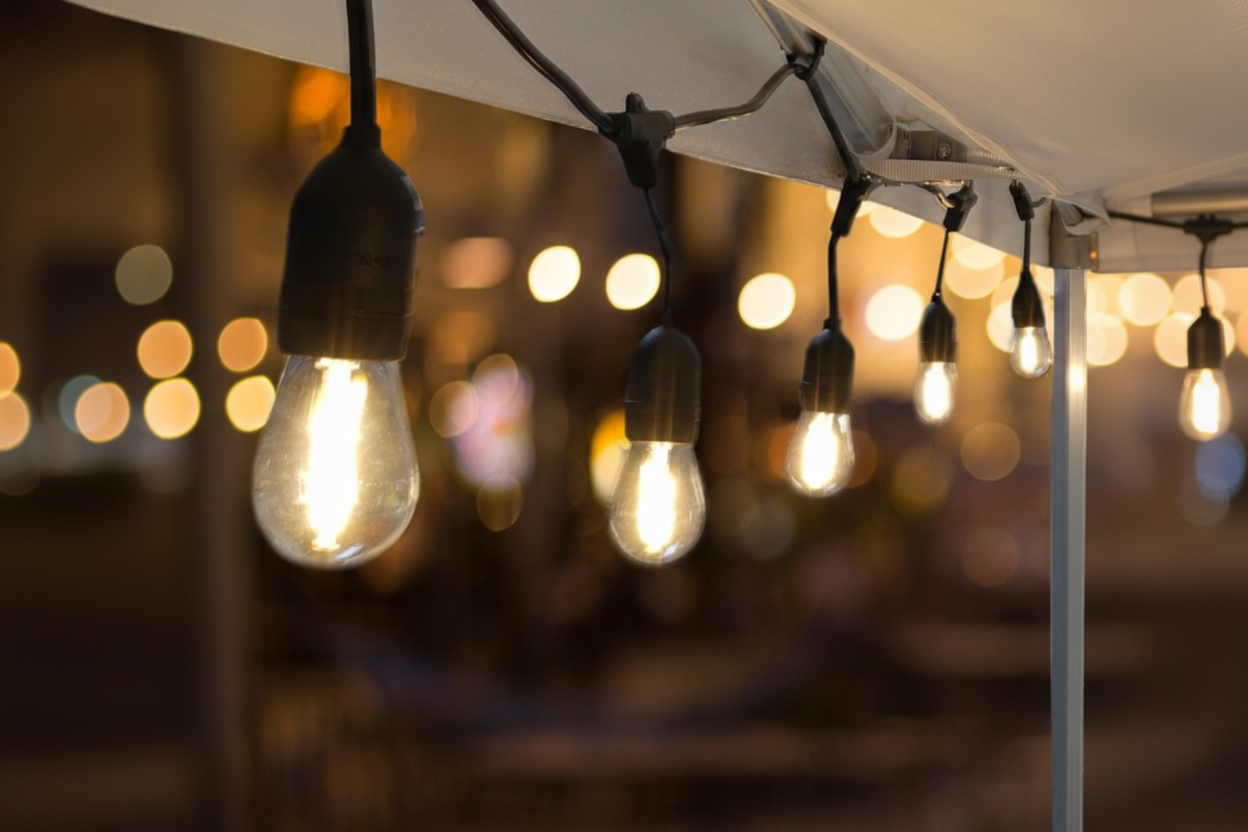 Guirlande lumineuse gros plan ampoules