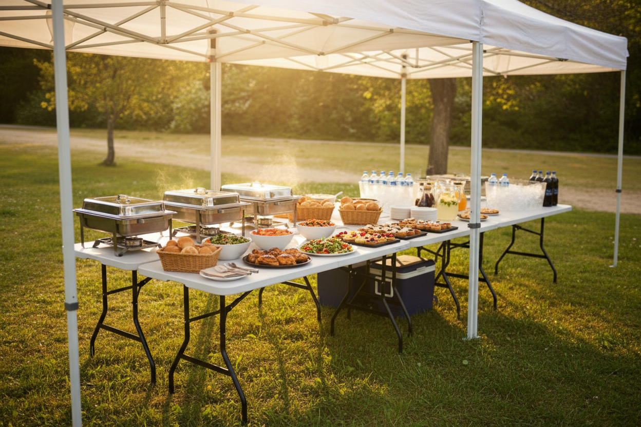 Tables pliantes buffet sous barnum